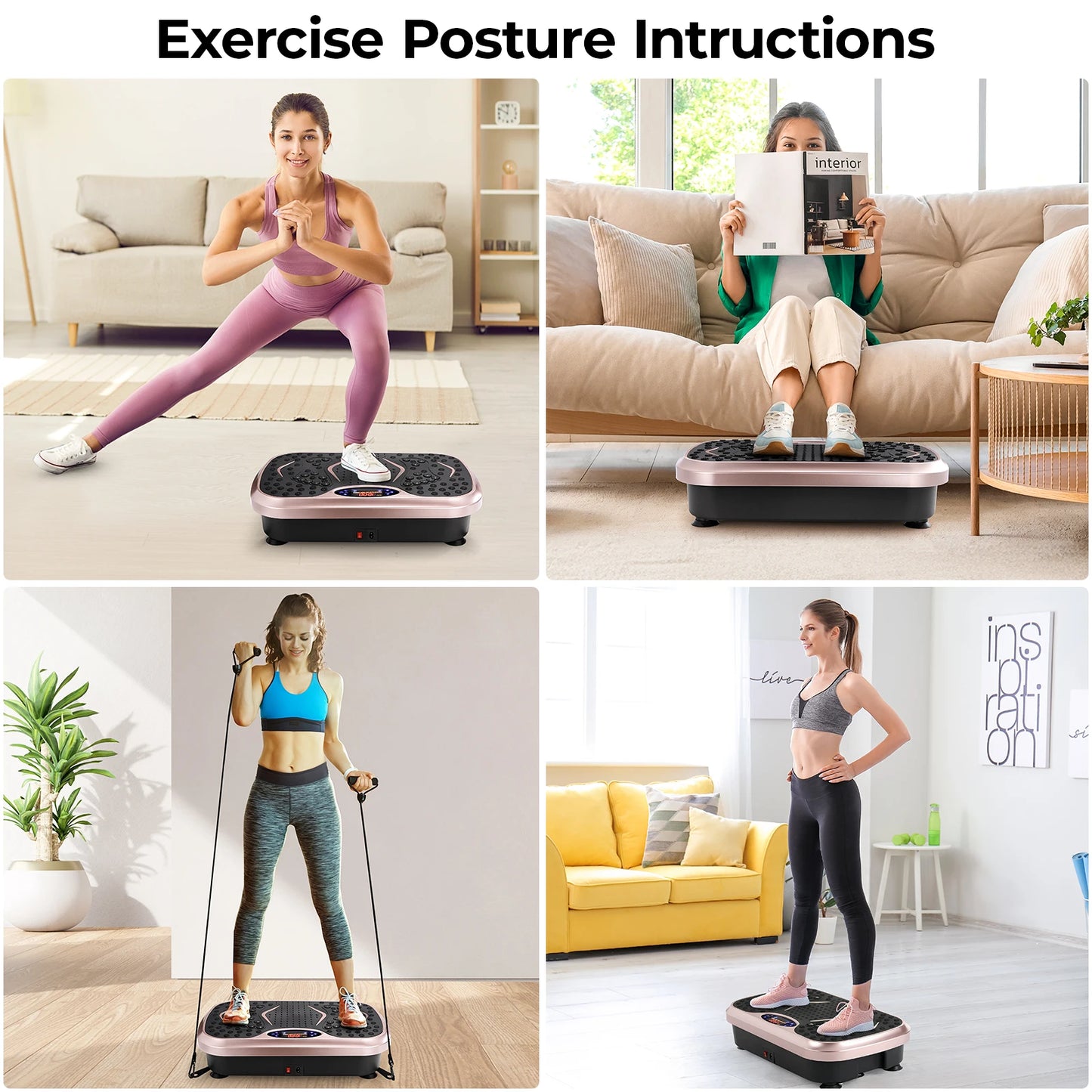 Vibration Plate Exercise Machine for Lymphatic Drainage Whole Body Workout Fitness Platform